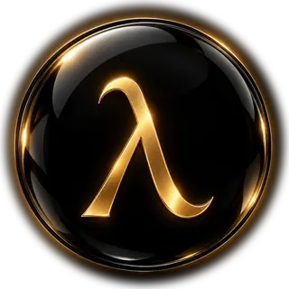 Logos logo: a golden lambda on a black circle